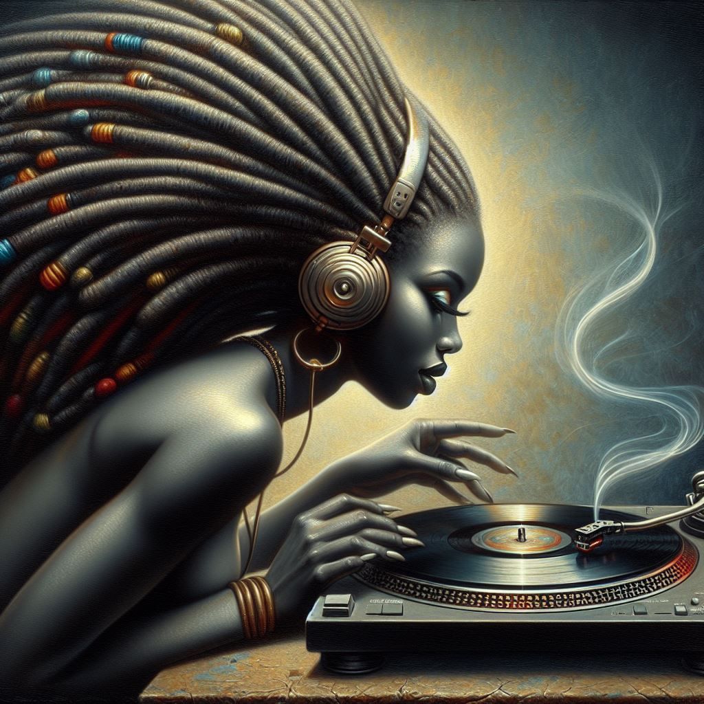 woman with vinyl record ...1