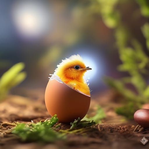Hello World... A cute baby chicken hatching out of an egg  by @Kim