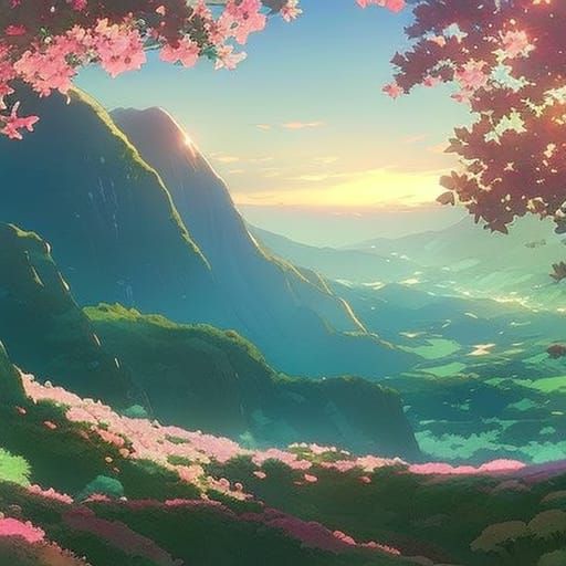 mountains and roses