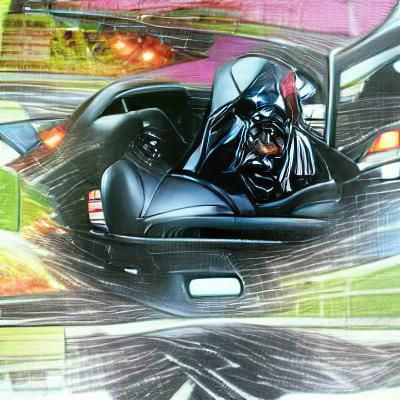 Darth Vader driving fast