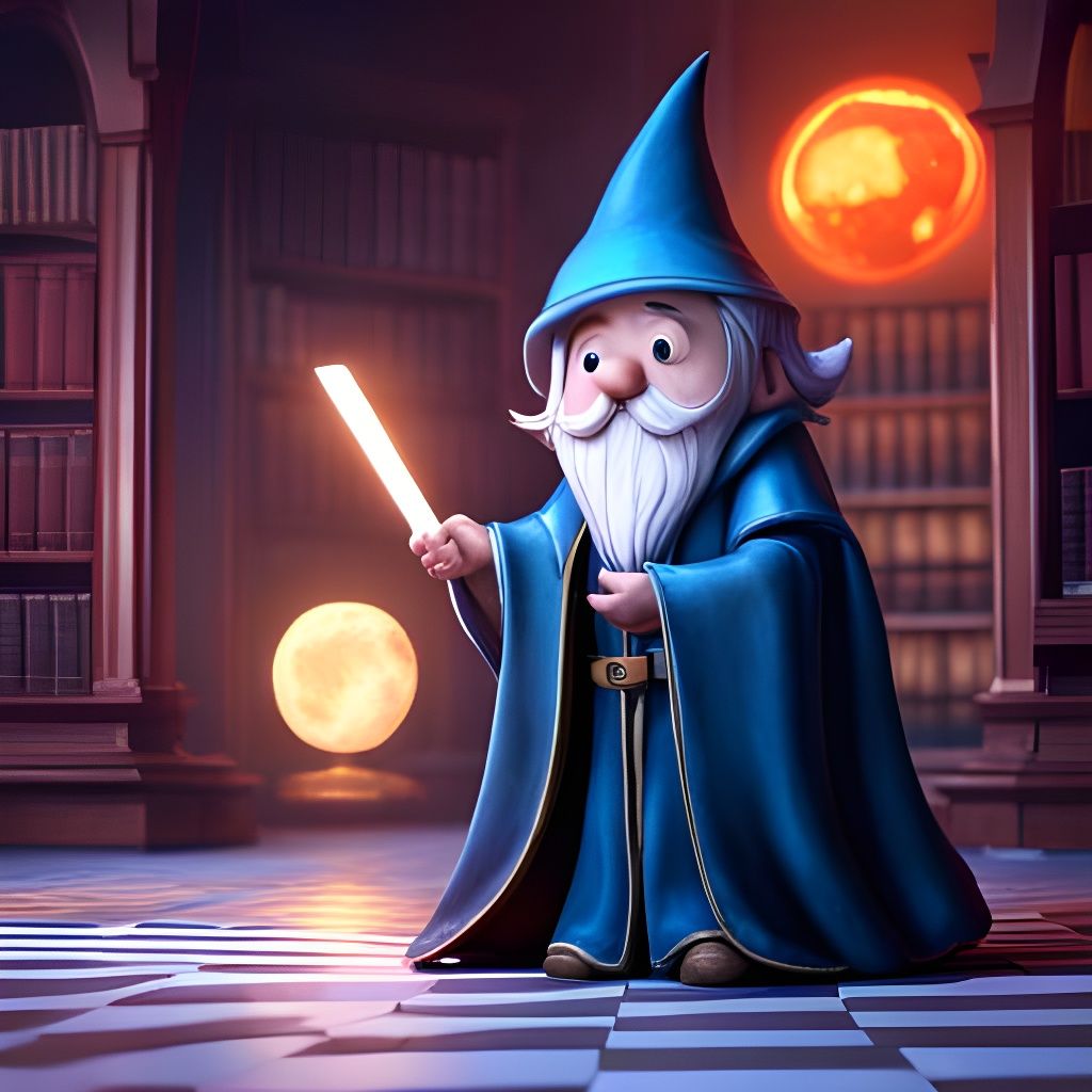 Cute Wizard in a Sci-Fi Library
