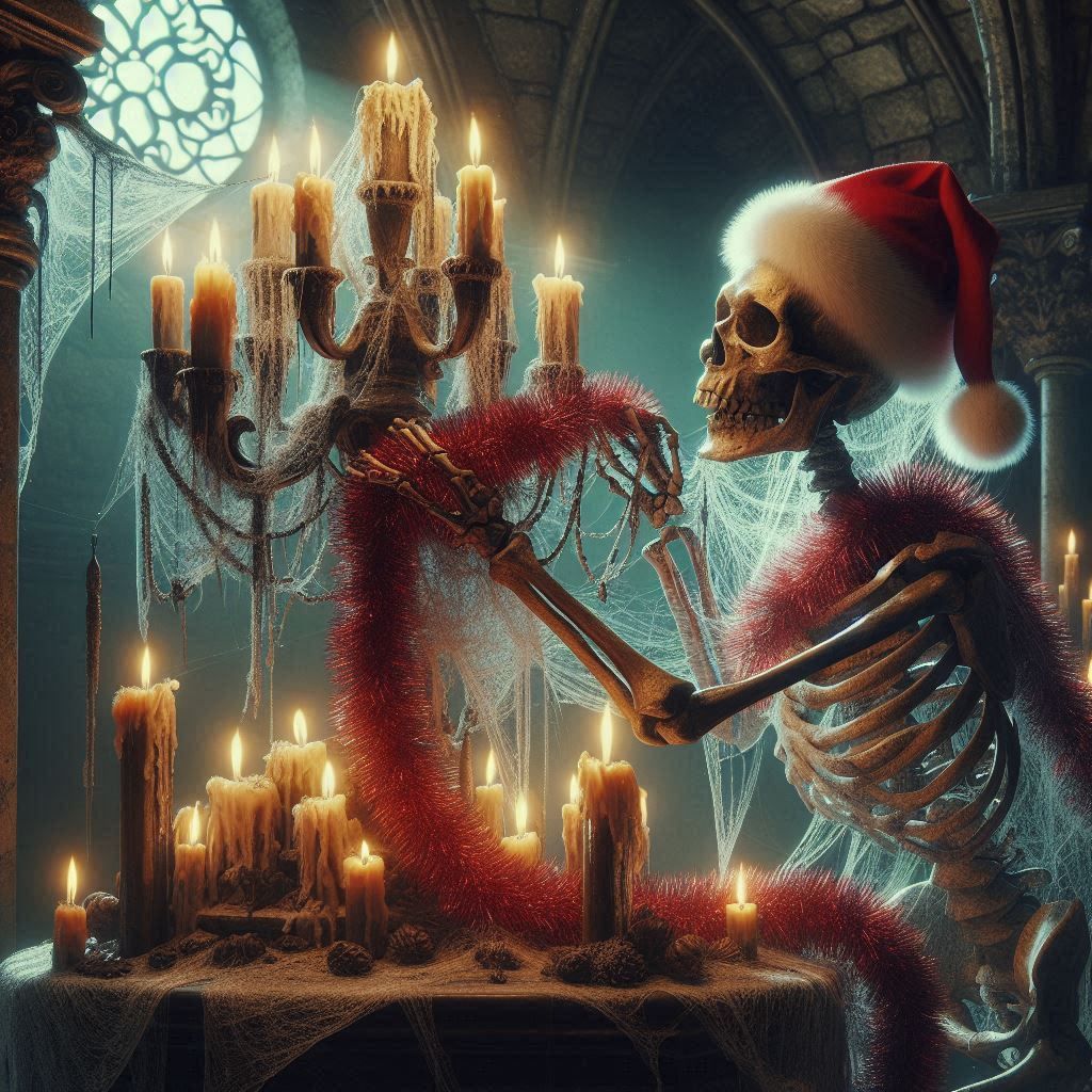 skeleton decorating crypt