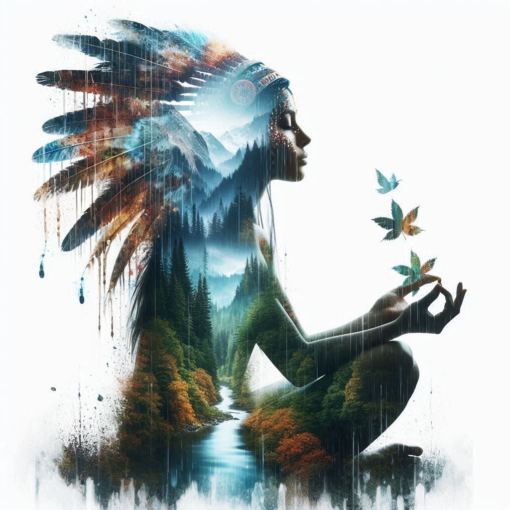 double exposure beautiful fantasy DALL-E 3 portrait landscap...