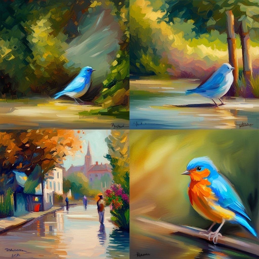 The Twitter bird, Impressionism style