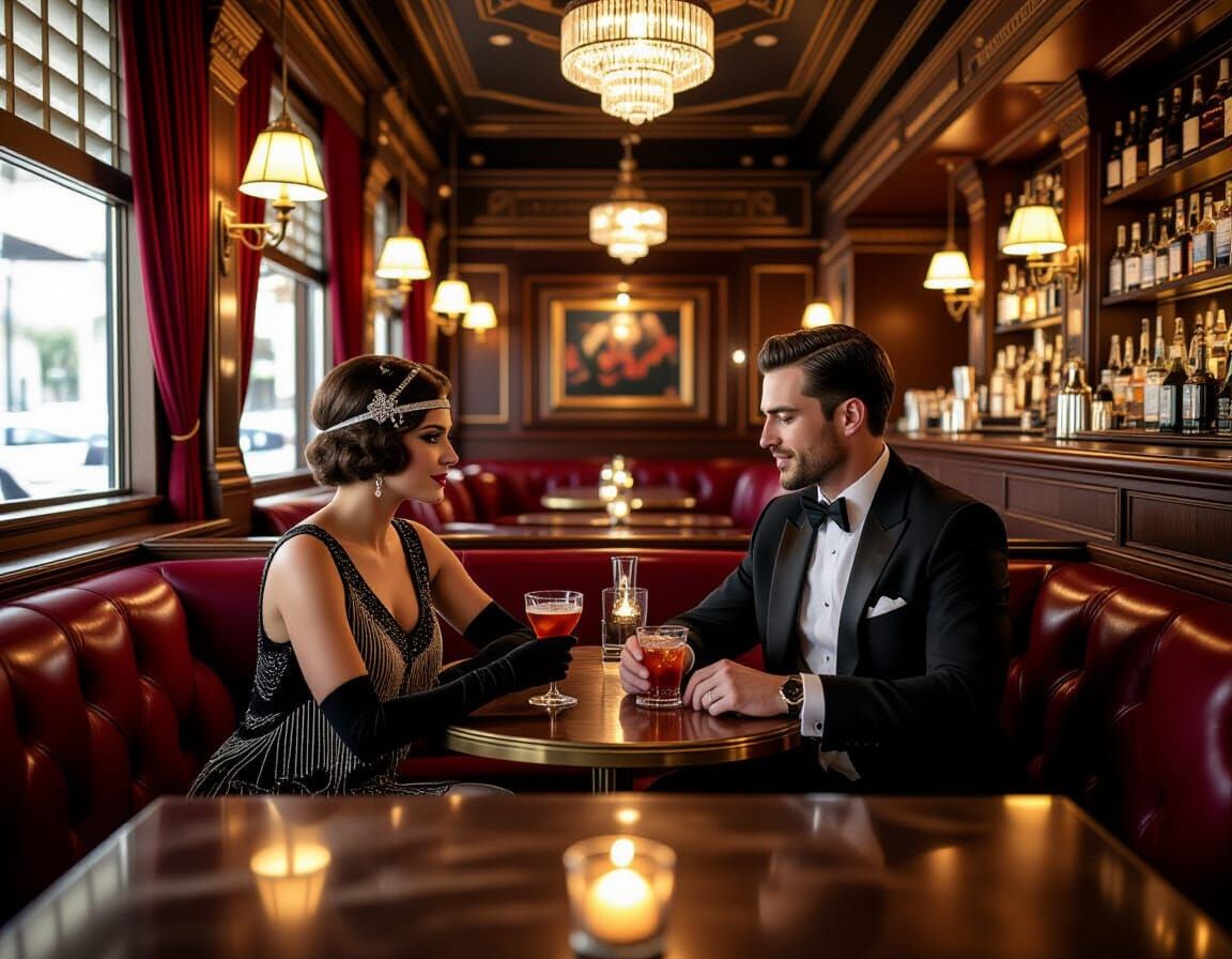 Art Deco Bar with Jazz and Cocktails