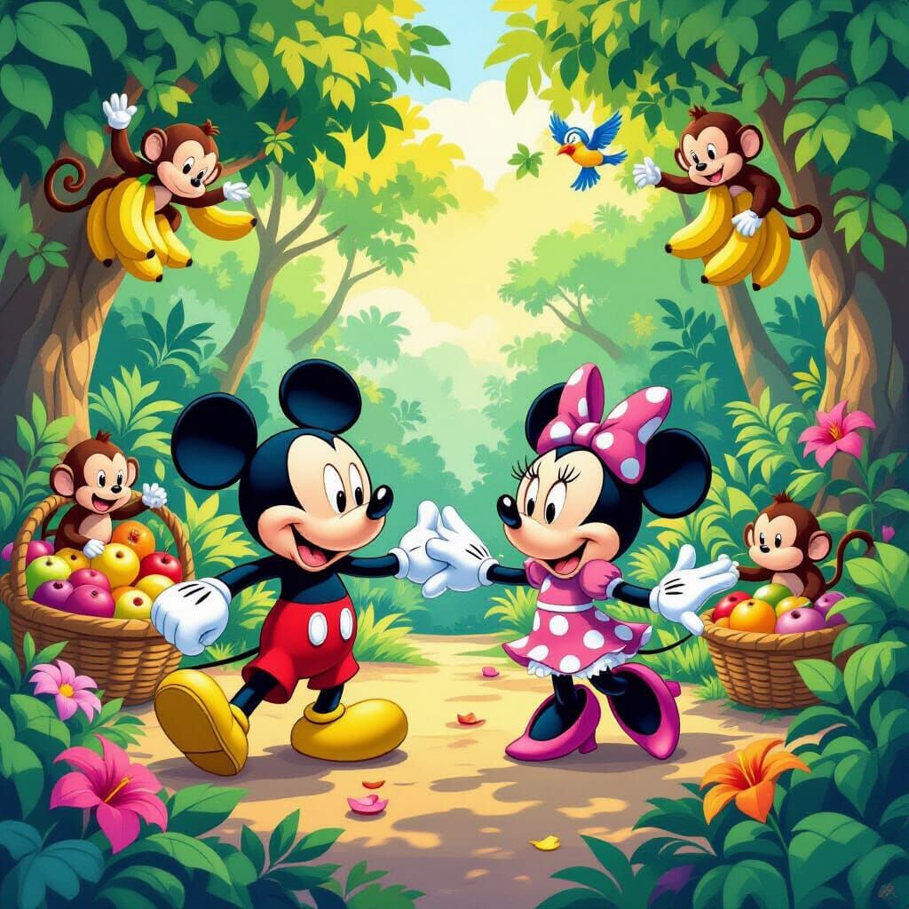 Mickey and Minnie Mouse Jungle Tag, Manga Style