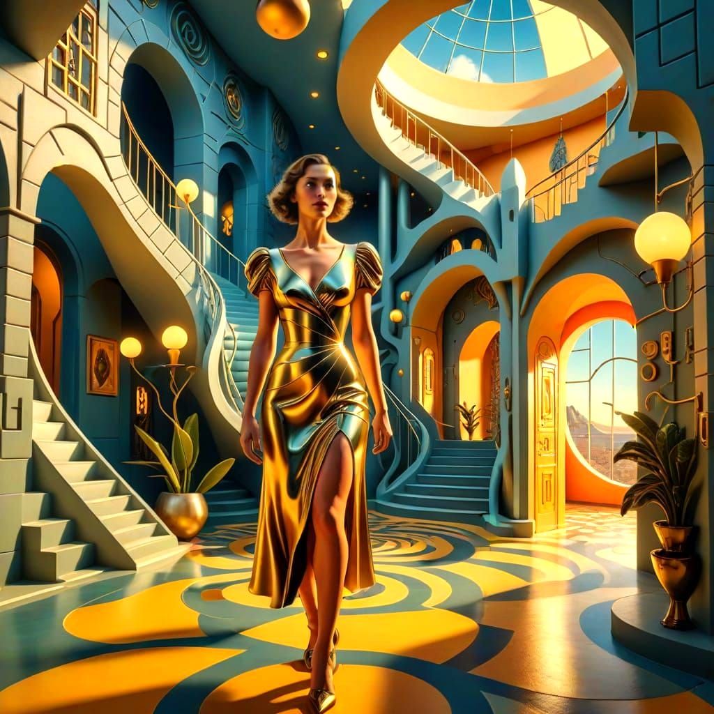 Chaotic Multidimensional Labyrinth: Surreal Architectural Ma...