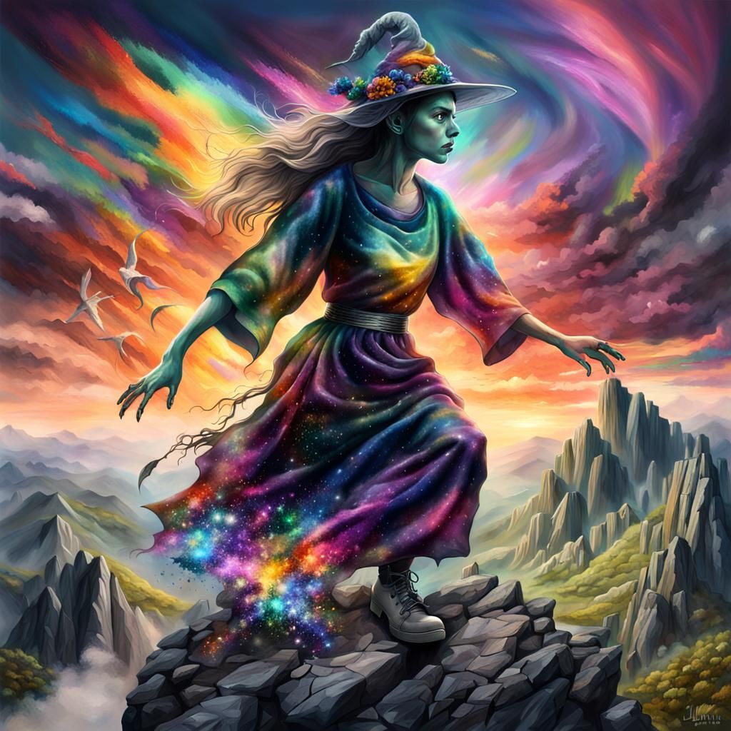 A beautiful transparent female witch made from mythical crea...