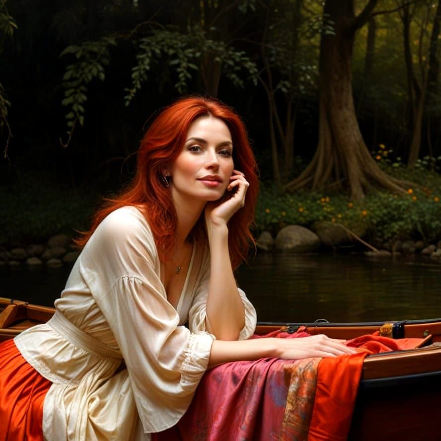 Elegant Lady Exudes Inner Peace in Hyperrealistic Portrait