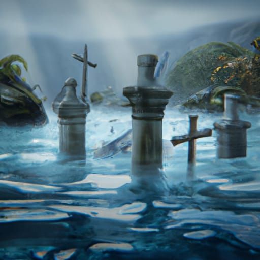 a haunted graveyard that sits 50 feet underwater.