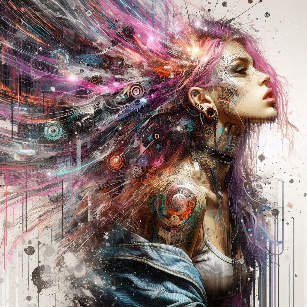 double exposure beautiful fantasy DALL-E 3 portrait landscap...