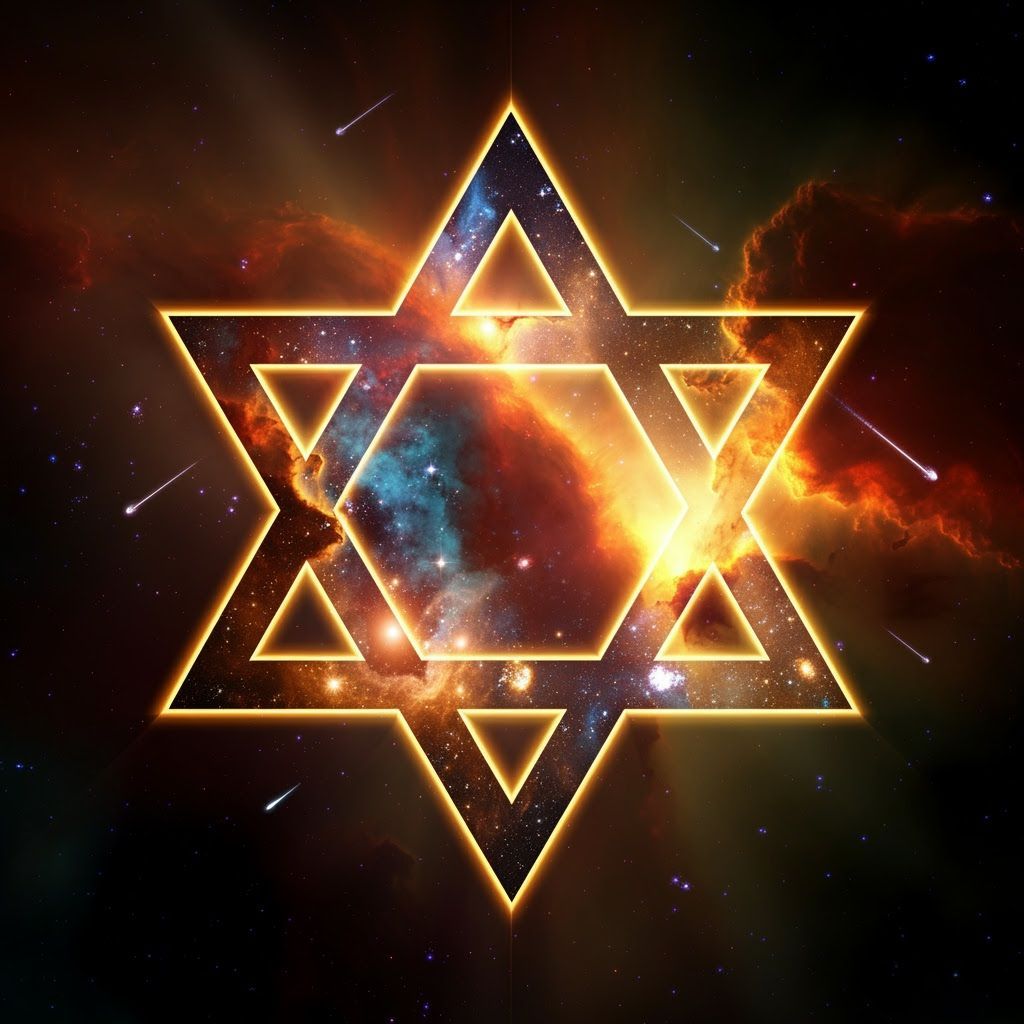 Glowing Star of David Double Exposure