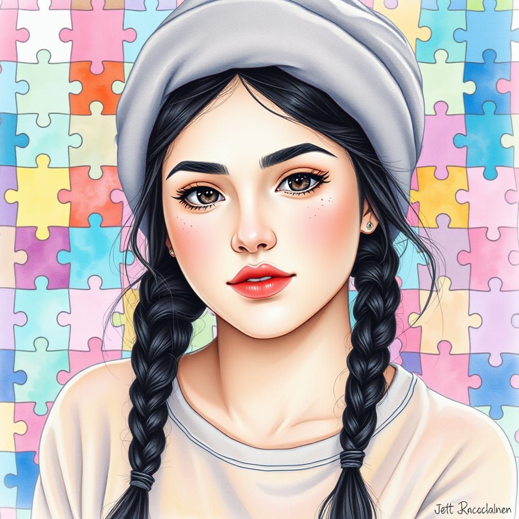 Ethereal Watercolour Portrait of a Young Woman