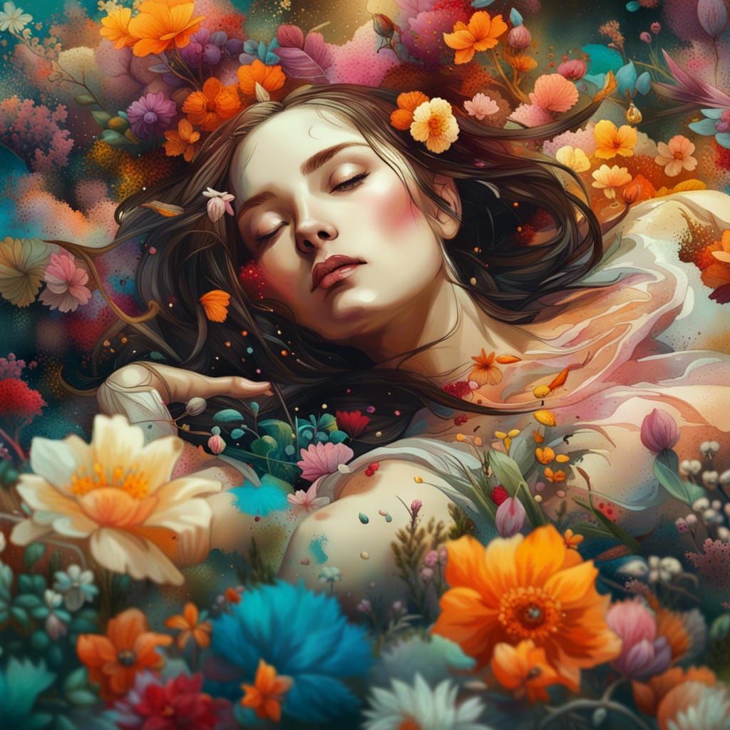 Woman in flowers - AI Generated Artwork - NightCafe Creator