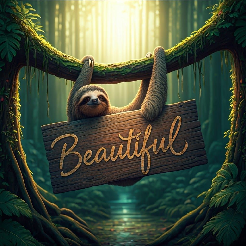 Surreal Sloth in Tropical Paradise