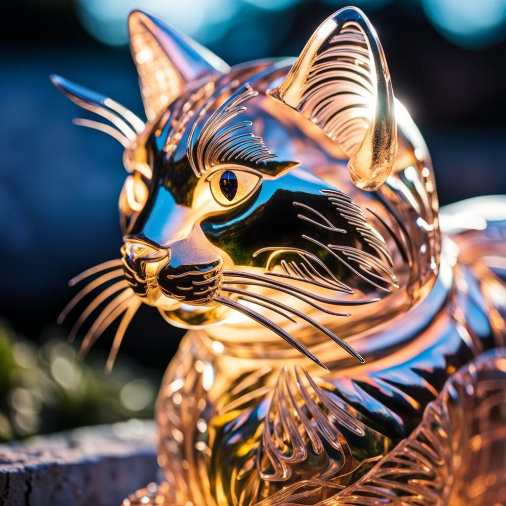 Cat made of glass