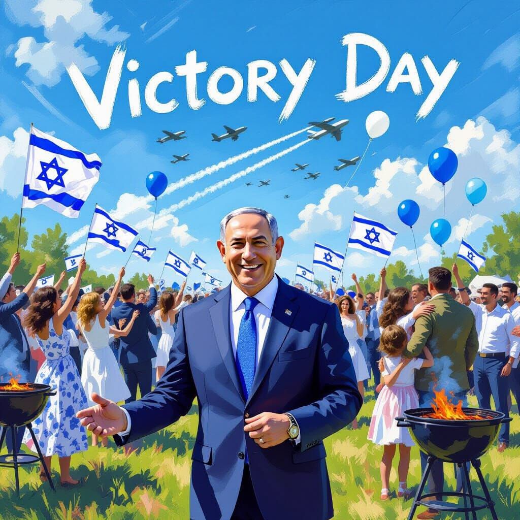 Victory Day Celebration in Impressionist Style