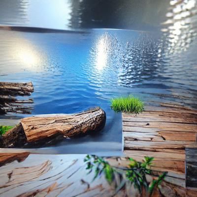 Rustic wooden jetty leading out onto beautiful open lake wit...