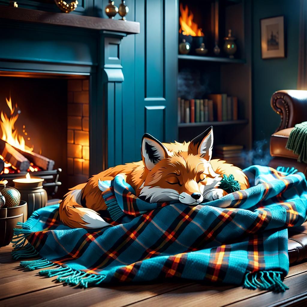 Cozy fox  by @Story Driven Art