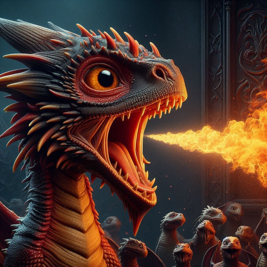 Baby dragon at the school of fire