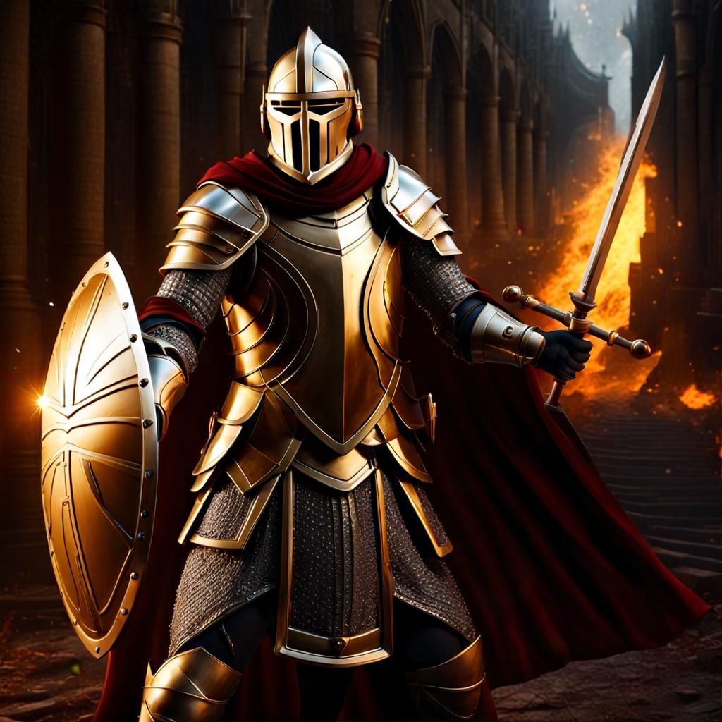 Knight With Sword And Shield - AI Generated Artwork - NightCafe Creator