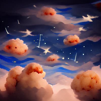 The skies always had little fluffy clouds in them, they were...