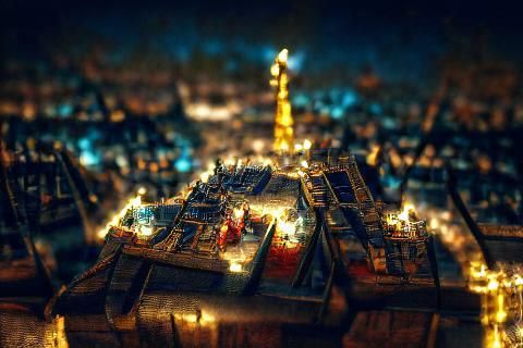 bird's eye view of the city Paris at night