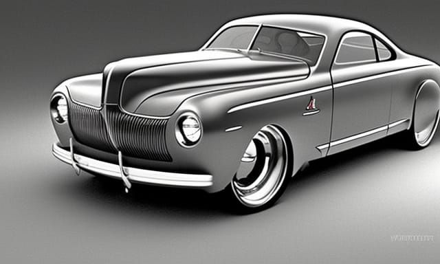 Retrofuturistic 1944 ford coupe concept rendering