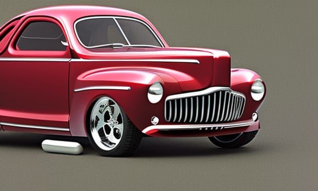 Retrofuturistic 1944 ford coupe concept rendering