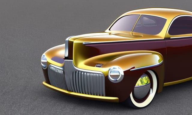 Retrofuturistic 1944 ford coupe concept rendering