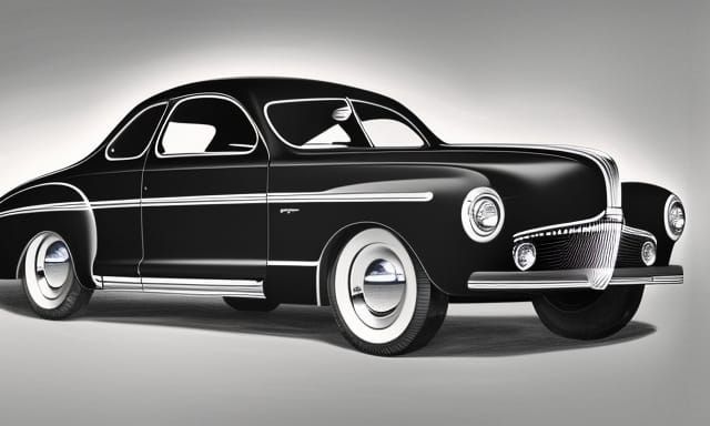 Retrofuturistic 1944 ford coupe concept rendering