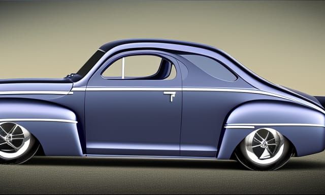 Retrofuturistic 1944 ford coupe concept rendering