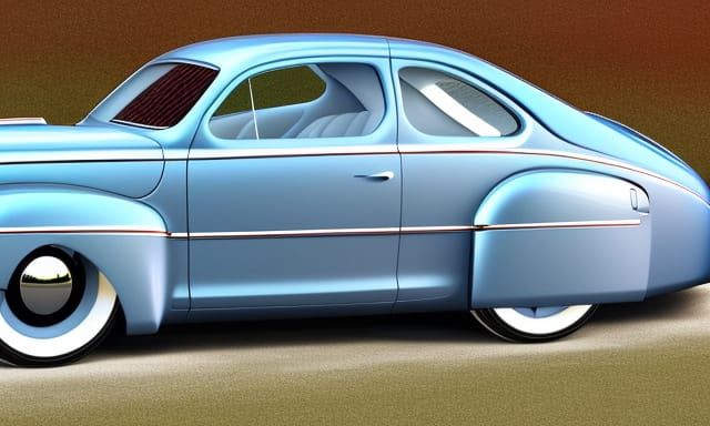 Retrofuturistic 1944 ford coupe concept rendering