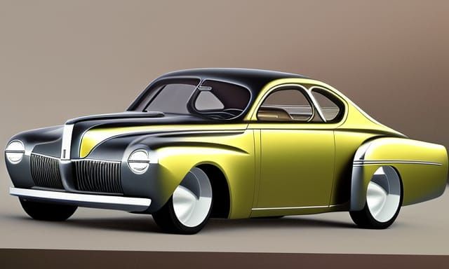 Retrofuturistic 1944 ford coupe concept rendering