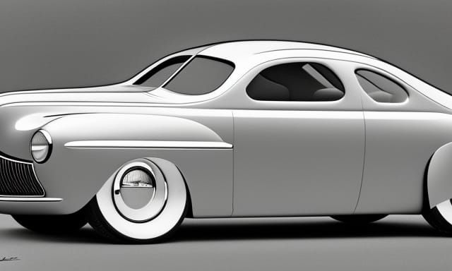 Retrofuturistic 1944 ford coupe concept rendering