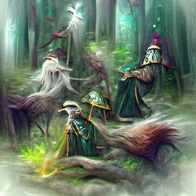Forest wizards fantasy illustration