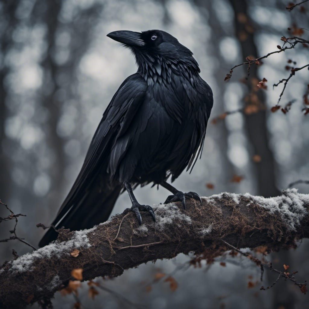 <lora:MiniMacabre:1.0>Raven on a branch staring intensely 