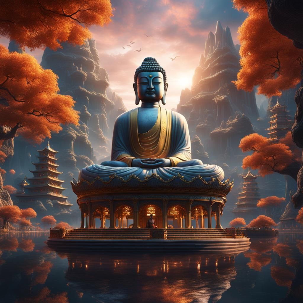 Heaven with Buddha is talking to well beings - AI Generated Artwork -  NightCafe Creator