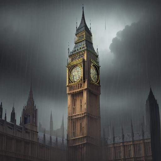 rainy day in london's big ben - AI Generated Artwork - NightCafe Creator