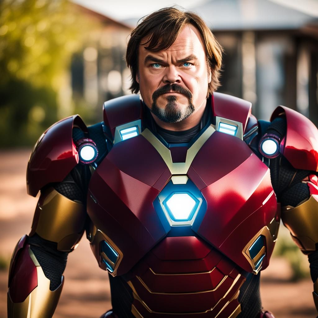 Jack Black as Iron Man, Professional photography, bokeh, nat...