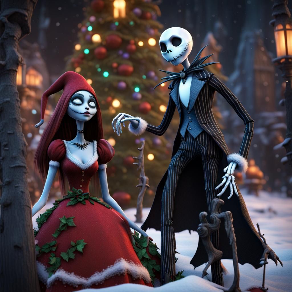 Jack and sally from the nightmare before Christmas. They are...