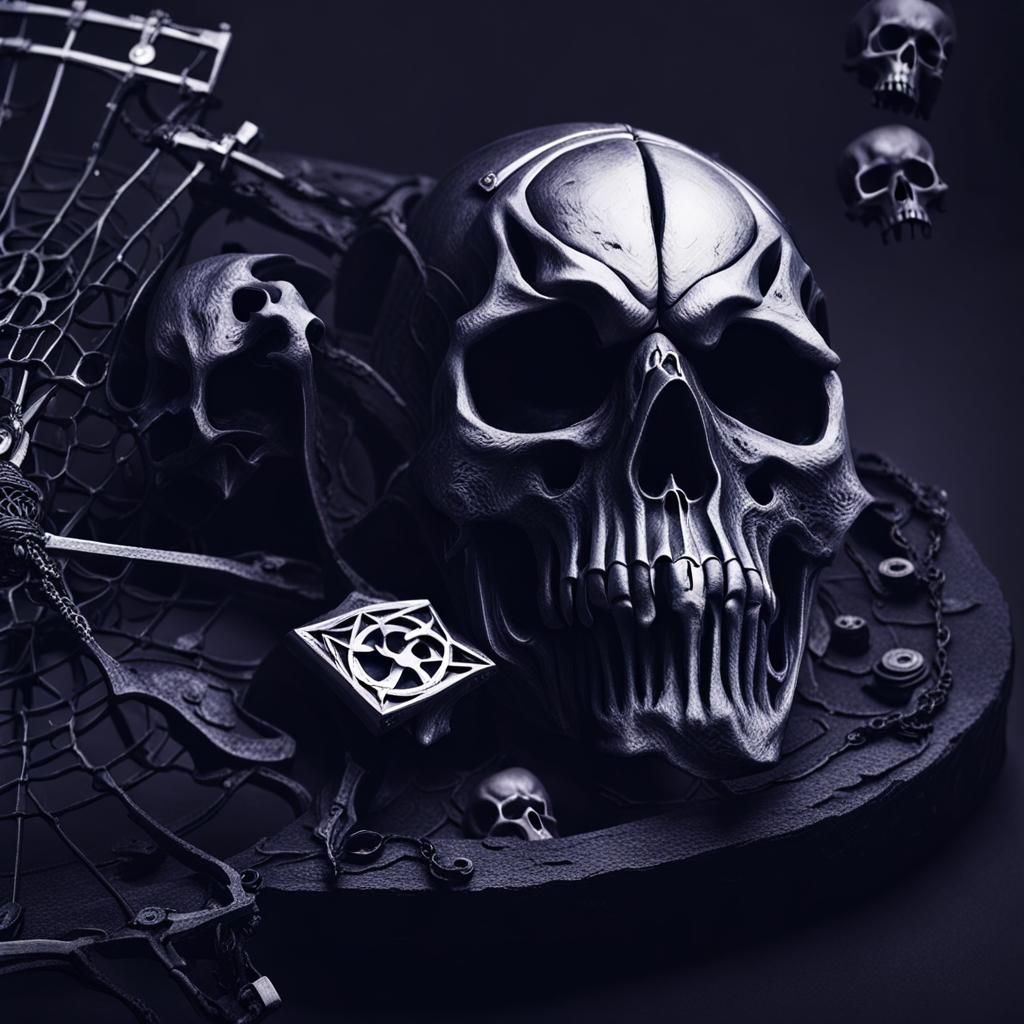 Eerie Skulls and Tombstones Under Moonlight