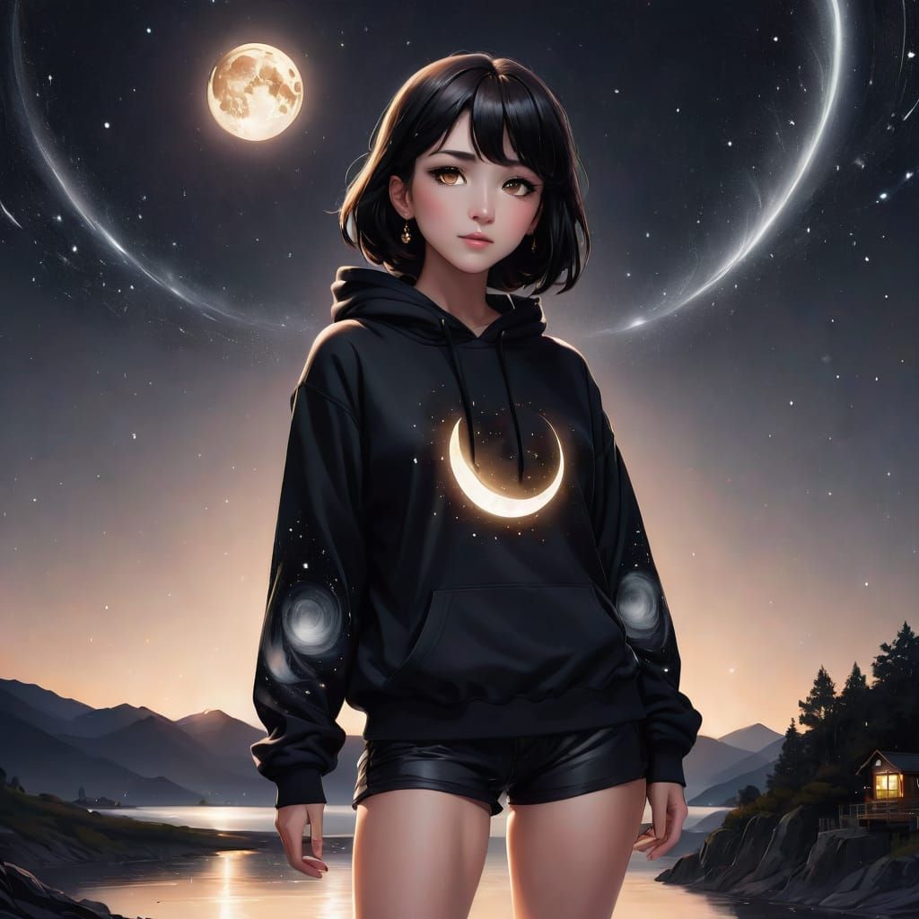 Moon in the moonlight and eclipse