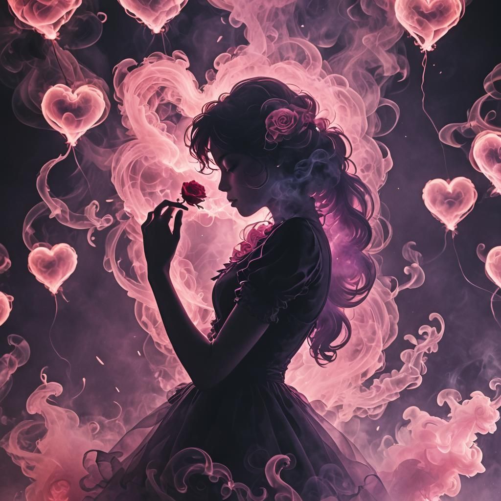 Made from smoke. silhouette, hyper detailed, be my valentine...