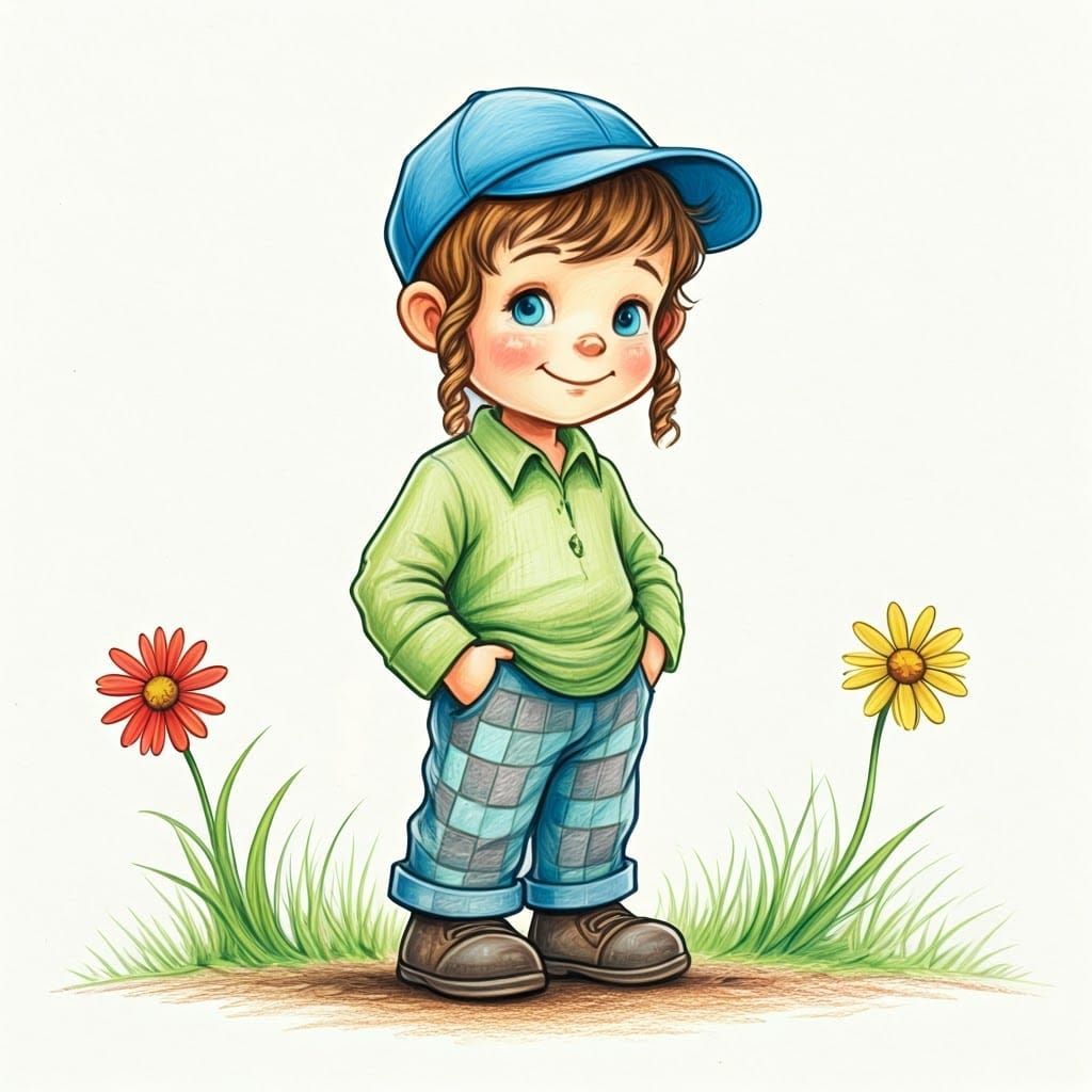 Vibrant Jewish Boy in Colorful Illustration