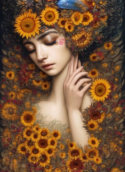 Lady of the Sunflower - AI Generated Artwork - NightCafe Creator