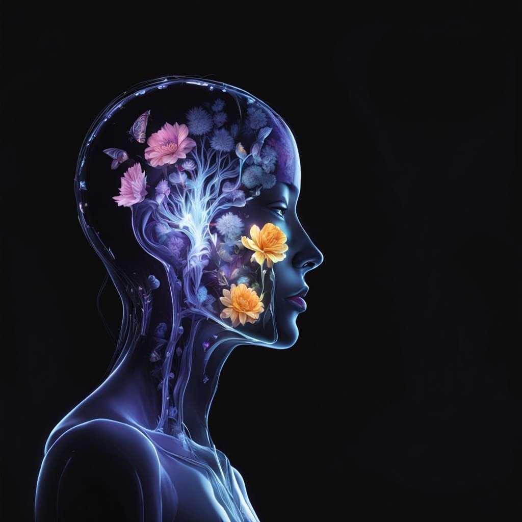 Surreal X-Ray Reveal of a Woman with Radiant Nature Inside H...