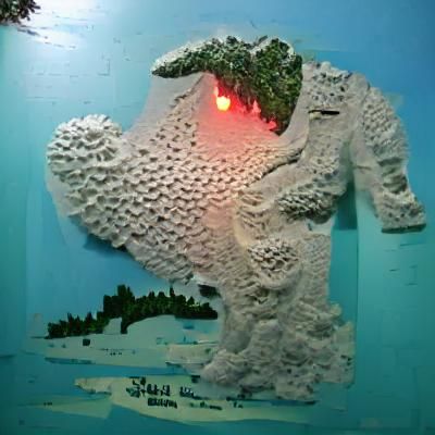 Godzilla made out of coral, Biki Atoll