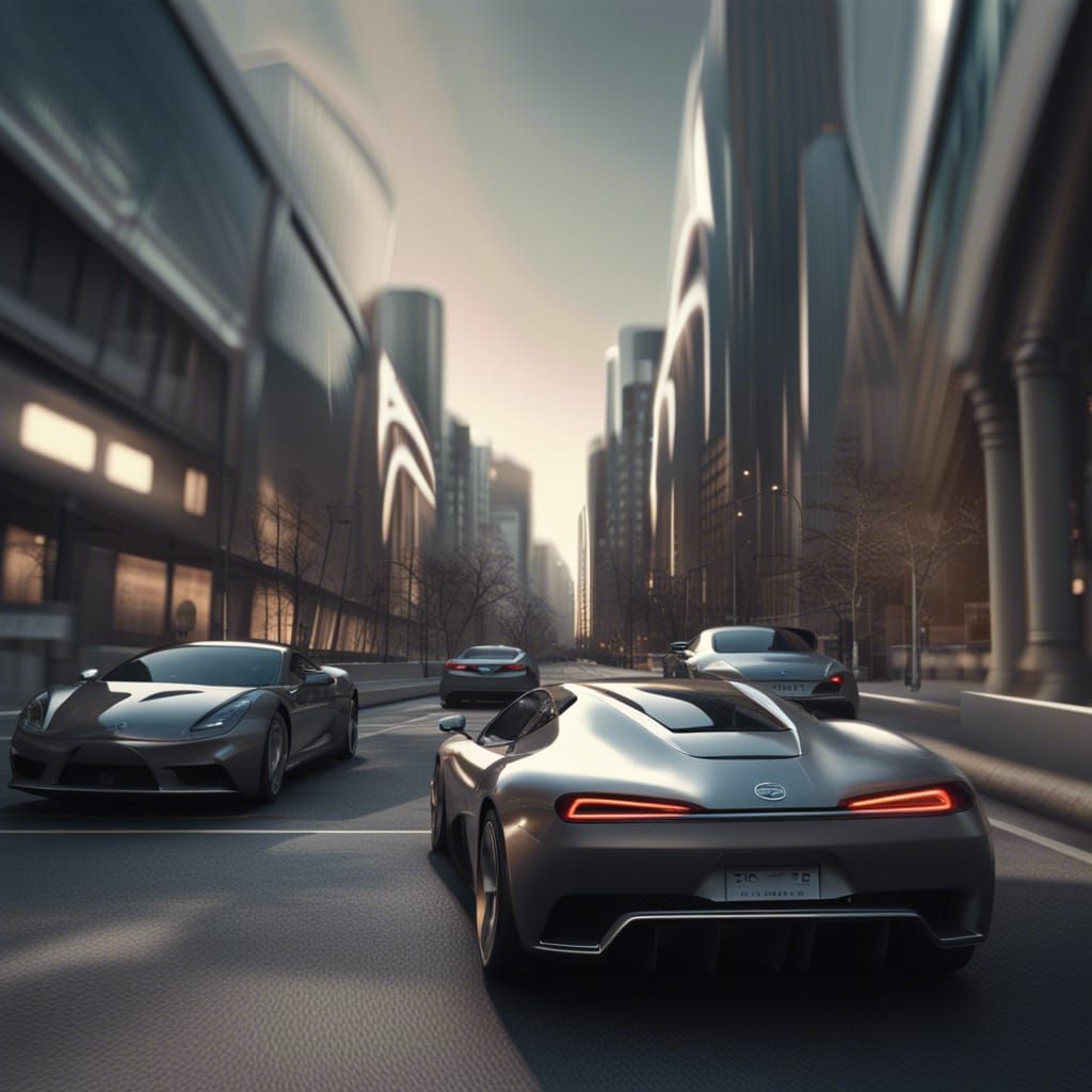 (dynamic camera view of runaway cars:1.2), perfect architect...