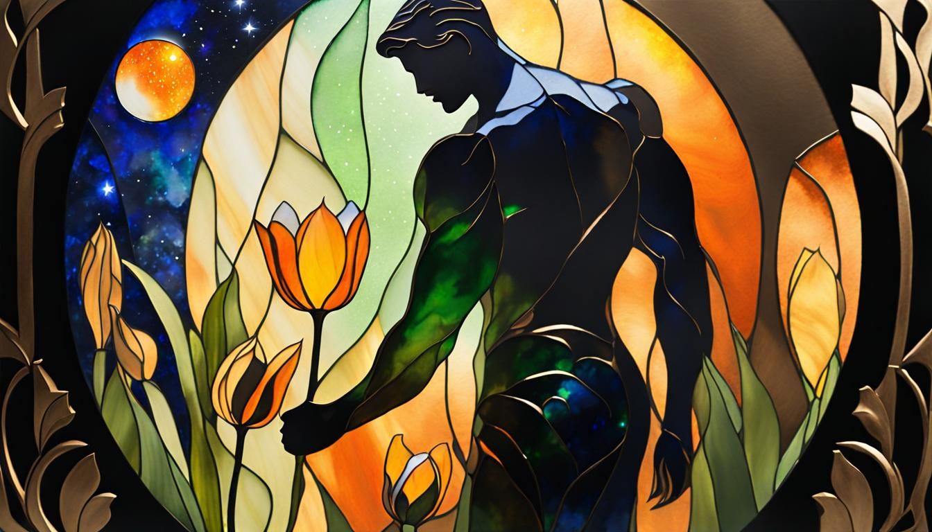 Surreal Merman in Cosmic Post-Impressionist Style